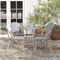 Merrick Lane Celia Bistro Style Table with Glass Top, PE Rattan, 4 Stack Chairs, and Bamboo Finished Metal Frame for Indoor/Outdoor Use